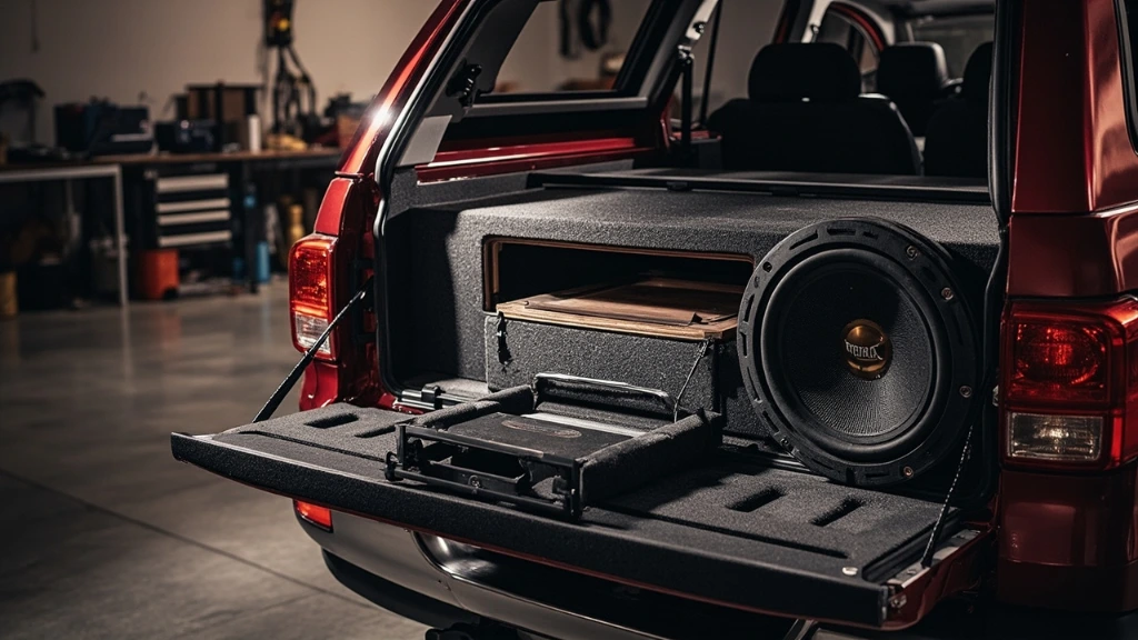 Masterfit Certified installer fitting a subwoofer in a workshop
